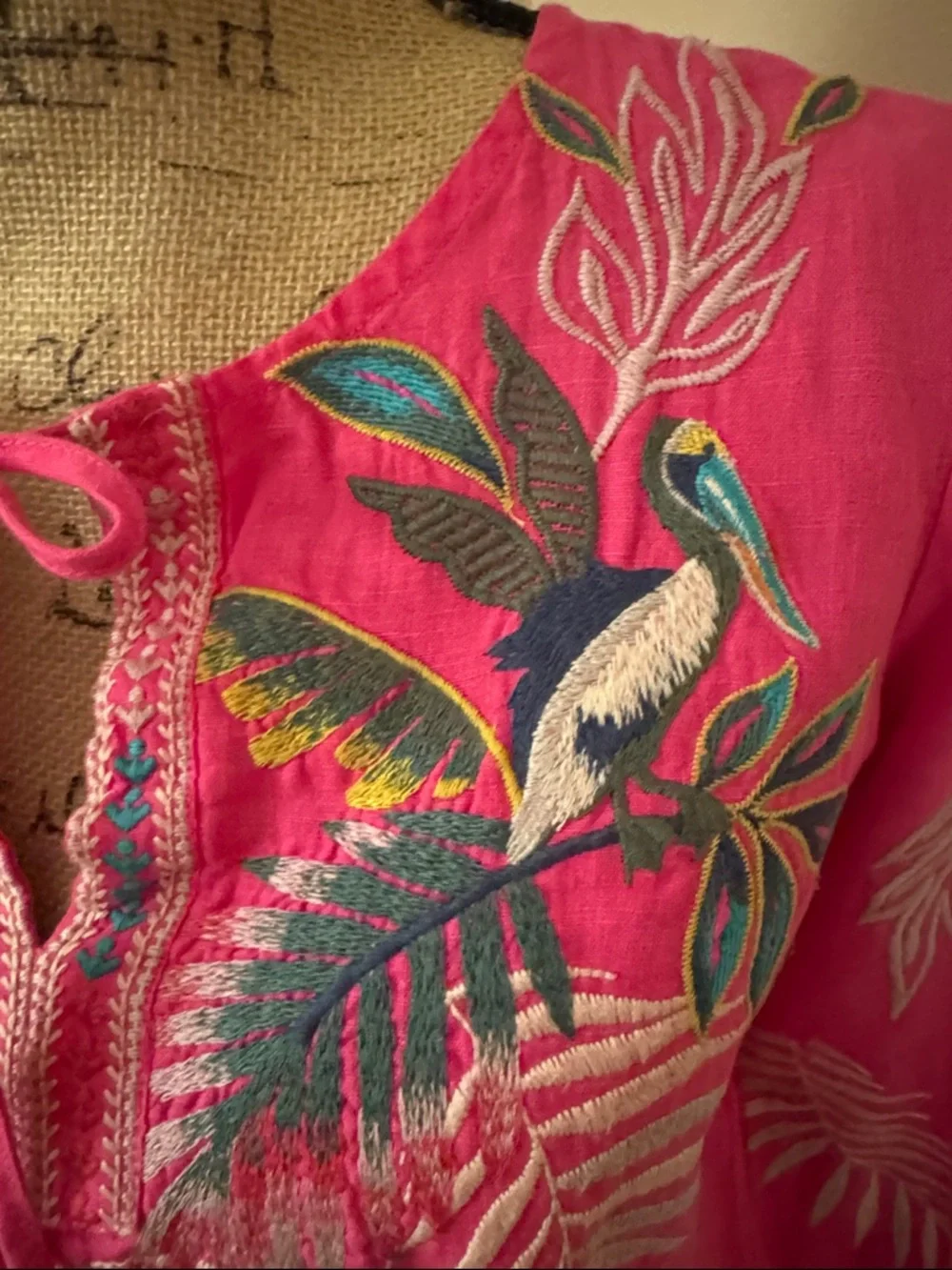 Johnny Was pink embroidered top - Picture 2 of 5